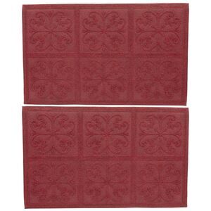 Smart Home Medallion Embossed Burgundy Doormats 26" X 16", 2 Pack